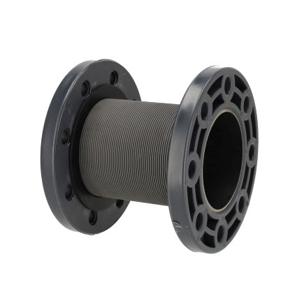 Pimtas reservoirkoppeling, lang, pvc, 2x flens, buitendraad, 10 bar, 4" 