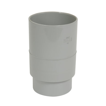 Nicoll Techtan Fallrohr-Muffe, verlängert, PVC, Klebem. x red. Spitzende, hellgrau, RAL 7047, 80 mm