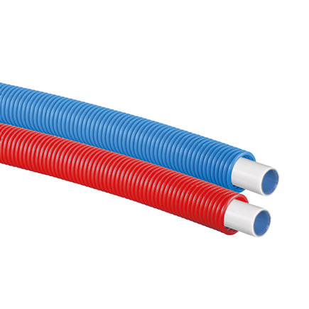 Uponor Uni Pipe PLUS buis, wit, 16 x 2,0 mm, in blauwe mantelbuis, 25/20 mm, l = 75 m 