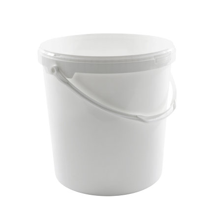 Cilindrische emmer, exclusief deksel, met kunststof hengsel, JET 210, pp, wit, 20 liter 