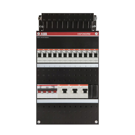 ABB HAD groepenkast, 3-f, HS 4-p, 40A, 12 gr. achter 3x ALS 30 mA, 220 x 330 mm