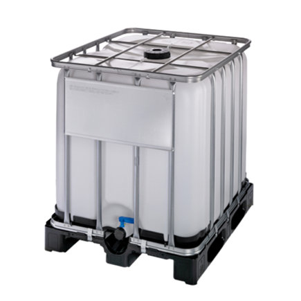 IBC tank op kunststof pallet, gereconditioneerd, naturel, UN-keurmerk, deksel 150 mm, 2", 1000 liter 