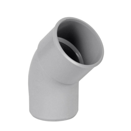 Nicoll Techtan Fallrohr-Bogen 45°, PVC, Klebemuffe x Spitzende, hellgrau, RAL 7047, 80 mm