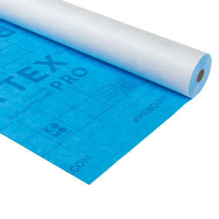 Polytex waterkerende damp-open folie, type Pro Plus, 1,50 X 50 m, geïntegreerde kleefstrook 