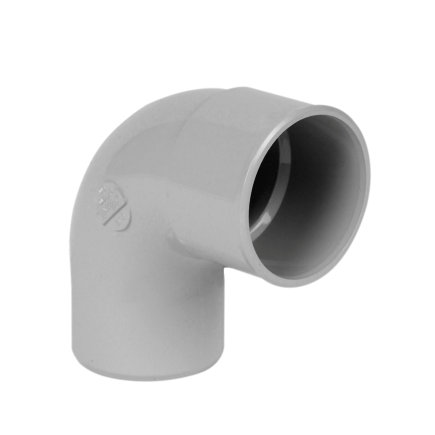 Nicoll Techtan Fallrohr-Bogen 87°, PVC, Klebemuffe x Spitzende, hellgrau, RAL 7047, 80 mm