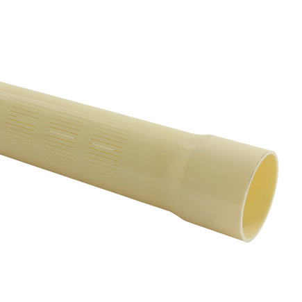 Brunnenfilter, PVC, Klebemuffe, cremefarben, 125 x 4,8 mm, Spalt 0,3 mm, Perforation 5 m, l = 5 m 