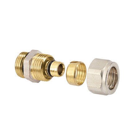 Bonfix koppeling, Alu-knel, vernikkeld, buitendraad x knel, &frac12;" x 16 mm 