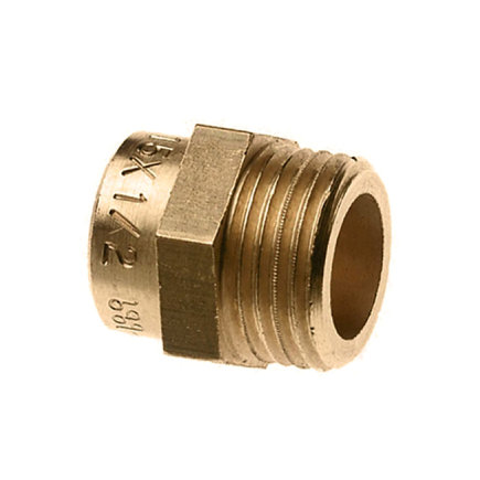 Bonfix draadkoppeling, messing, buitendraad x inwendig capillair, kort, 2" x 54 mm 