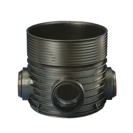 Wavin inspectieput, Tegra 600, 4x manchet, pp, exclusief deksel, kruis, 4x 250 mm, ongelijke spruit 