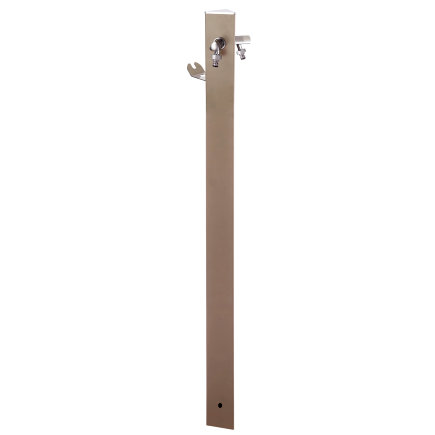 Aquapoint waterzuil, aluminium, model driehoek, 2 tapkranen, slangbeugel, h = 120cm, grijs 