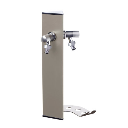 Aquapoint waterzuil, muurbevestiging, aluminium, model driehoek, 2 tapkranen, slangbeugel, grijs 