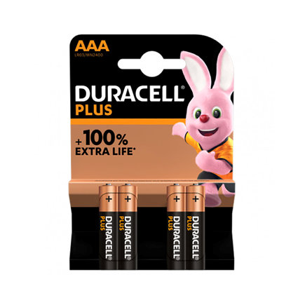 Duracell PlusPower alkaline batterij, AAA, 1,5V, MN2400, kaart à 4 stuks
