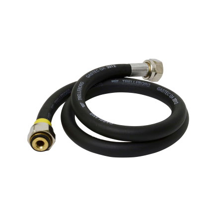 Sanivesk gasslangset, rubber, 2x wartel, Gastec QA, M24, l = 100 cm 