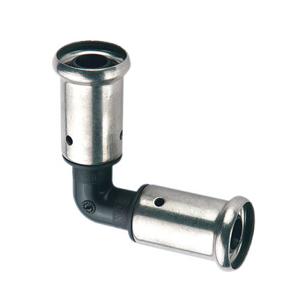 Henco knie 90&deg;, pvdf, rvs, 2x pers, type 1PK, epdm, 16 bar, 16 mm 