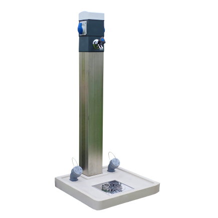 WK modulaire servicezuil 2.0, 2x CEE wcd 230V, IP44, 2 P+E, 2 x wateraansluiting, verlichting, blank 
