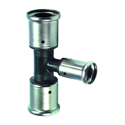 Henco verloop T-stuk 90°, pvdf, rvs, 3x pers, type 10PK, epdm, 10 bar, 40 x 26 x 40 mm 