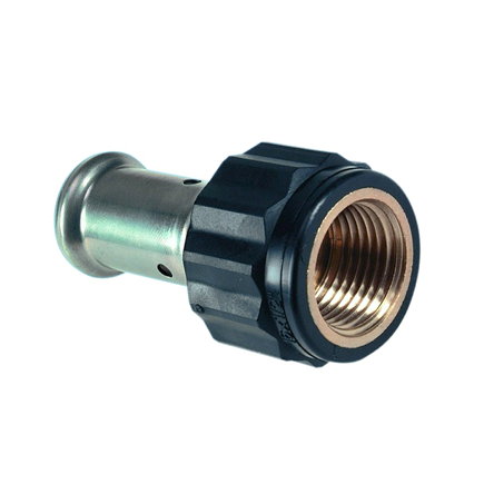 Henco schroef koppeling, pvdf, rvs, pers x binnendraad, type 18PK, epdm, 10 bar, 40 mm x 1¼" 