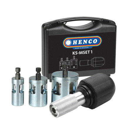 Henco kalibratie- en afschuingereedschapset, type KS-MSET, voor accu machine, voor type KS, 16-26 mm 