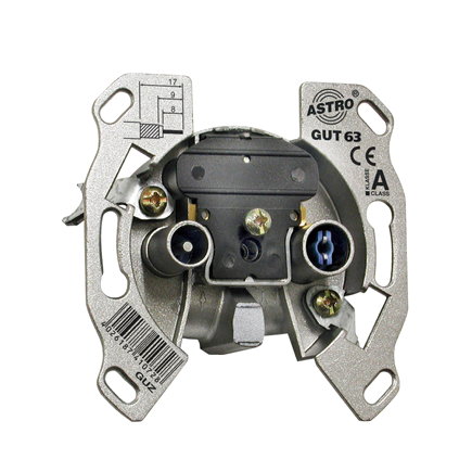 Astro coax wandcontactdoos, Gutten, inbouw, 2-voudig, rijgdoos 