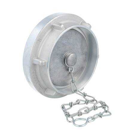 Storz Blindkupplung mit Kette, Aluminium, Knaggen 52 mm