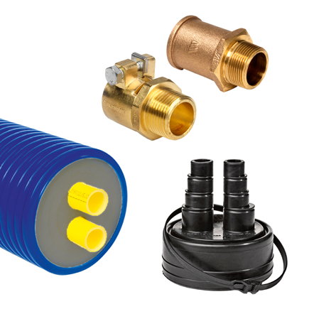 Watts Microflex installatiepakket DUO Primo, cv, 6 bar, koppeling 1", 125 mm / 2x 32 x 2,9 mm, l=10m