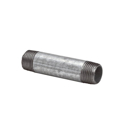 Pijpnippel, gegalvaniseerd, 2x buitendraad, nr. 23, ½", l = 60 mm 