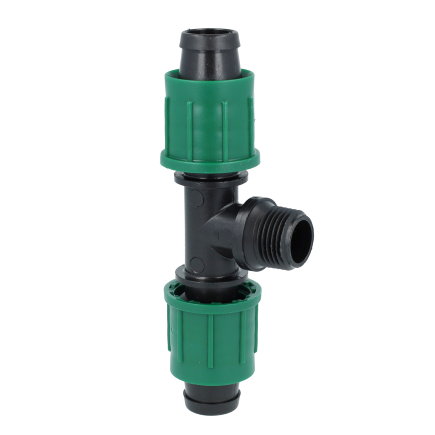 Irritec T-stuk, 2x driptape / 1x buitendraad, 16 mm x ½"