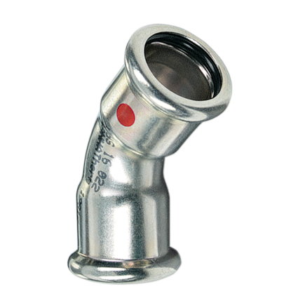 Sanha bocht 45°, type Therm, staal, 2x pers, epdm, 22 mm 