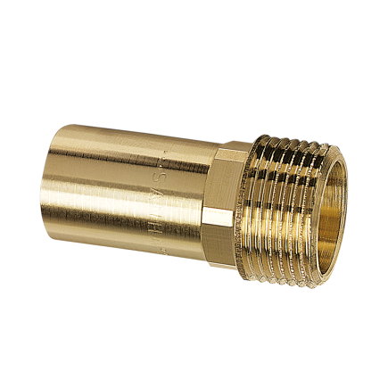 Sanha draad koppeling, type Purapress, brons, buitendraad x spie, epdm, Kiwa, ¾" x 22 mm 