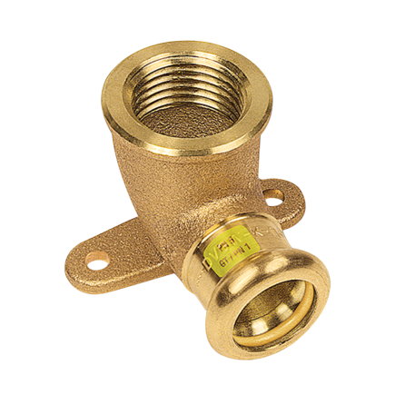 Sanha muurplaat, gas, type Press, brons, binnendraad x pers, hnbr, Gastec QA, ½" x 22 mm 