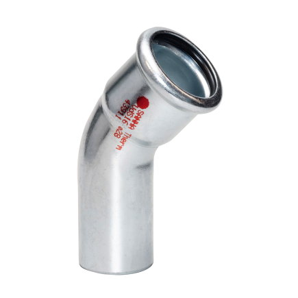 Sanha overgangs bocht 45°, type Therm, staal, spie x pers, epdm, 22 mm 