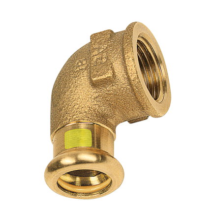 Sanha schroef knie 90°, gas, type Press, koper, binnendraad x pers, hnbr, Gastec QA, ½" x 15 mm 