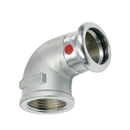 Sanha schroef knie 90°, type Therm, staal, binnendraad x pers, epdm, ¾" x 22 mm 