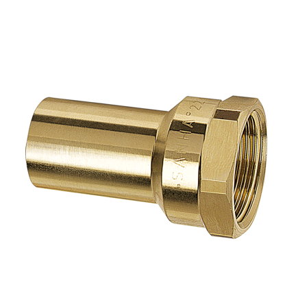 Sanha schroef koppeling, type Purapress, brons, binnendraad x spie, Kiwa, ¾" x 22 mm 