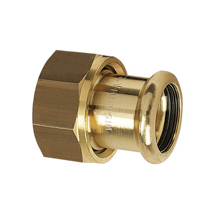 Sanha schroef koppeling, Purapress, brons, pers x bi.dr., vlakke dichting, epdm, Kiwa, 22 mm x ¾" 