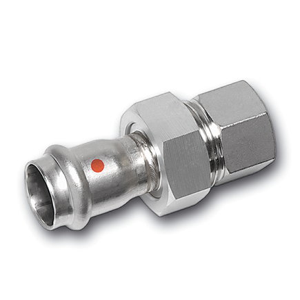 Sanha NiroTherm 3-delige schroef koppeling, pers x binnendraad, 15 mm x ¾"