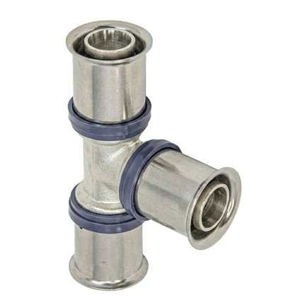 Ke kelit Kelox Ultrax verloop T-stuk 90&deg;, messing, rvs, 3x pers, 25 x 20 x 25 mm 