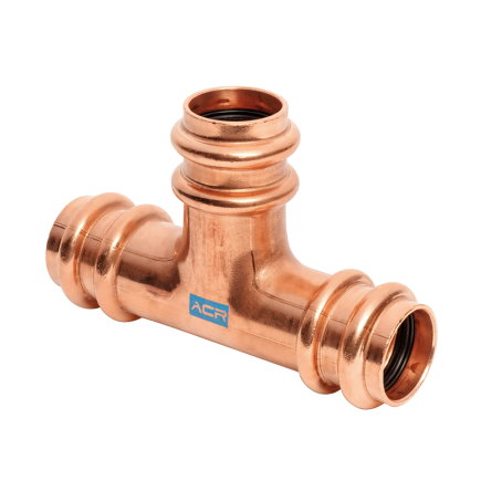 Sanha ACR Copper Press T-stuk, koper, 3x pers, &frac12;", zak &agrave; 5 stuks 