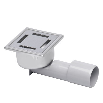 Aquaberg Blücher Compact afvoerput, rvs,oa/za, 97x97mm, 40/50mm, reukslot 25mm, zonder vergrendeling