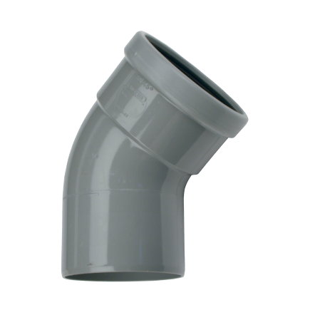 Wavin Wafix bocht 45°, pvc, manchet x spie, grijs, KOMO, SN8, 110 mm 