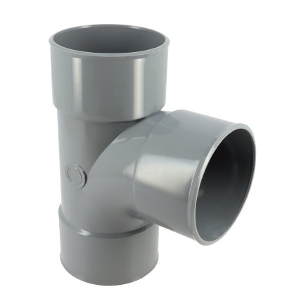 Nicoll T-stuk 88&deg;, pvc, 3x inwendig lijm, grijs, 90 mm 
