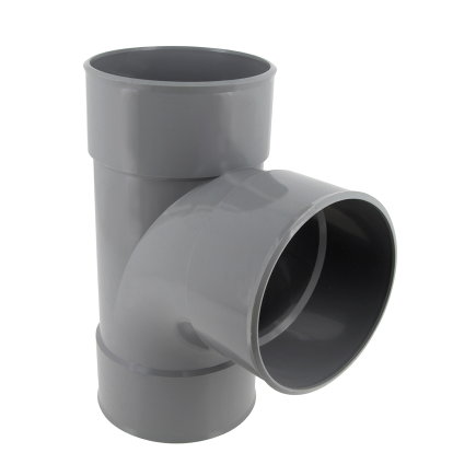Nicoll T-stuk 88°, pvc, 3x inwendig lijm, grijs, KOMO, 125 mm