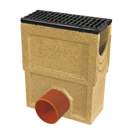 Anrin Einlaufkasten für Entwässerungsrinne, Mod. KE/SF-150, ohne Rost, mit Schlammeimer, L = 50 cm 