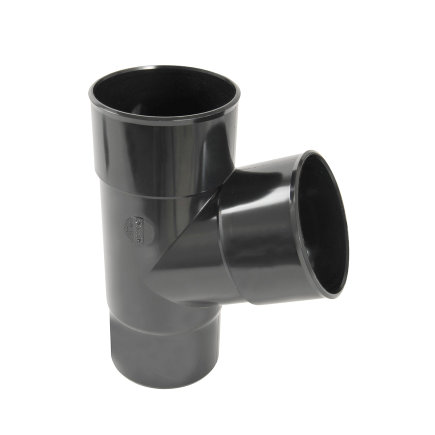 Nicoll Techtan Fallrohrabzweig 67°, PVC, 2x Klebemuffe x red. Spitzende, anthr., RAL 7016, 80 mm