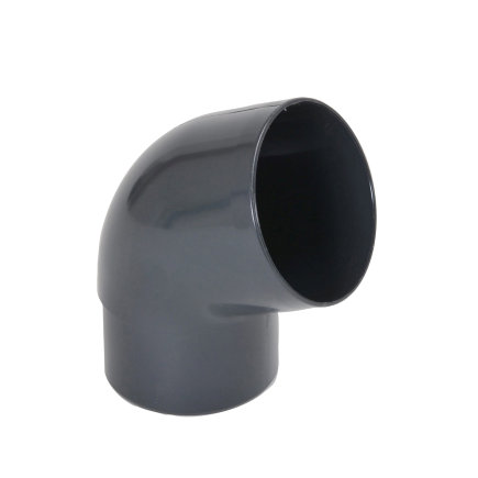 Nicoll Techtan Fallrohr-Bogen 67°, PVC, Klebemuffe x red. Spitzende, anthrazit, RAL 7016, 80 mm