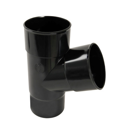 Nicoll Techtan Fallrohrabzweig 67°, PVC, 2x Klebemuffe x red. Spitzende, schwarz., RAL 9011, 100 mm