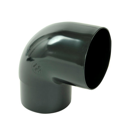 Nicoll Techtan Fallrohr-Bogen 87°, PVC, Klebemuffe x red. Spitzende, schwarz, RAL 9011, 100 mm