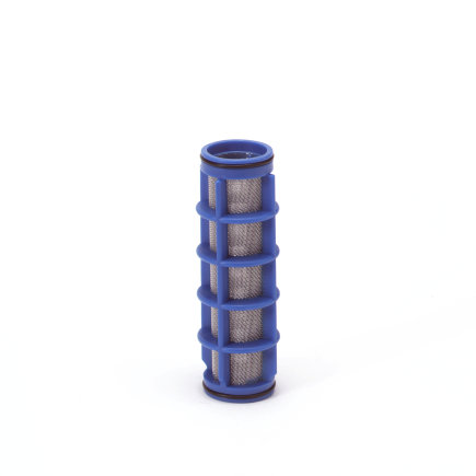 Amiad cil.zeef tbv kunststof filter ¾", d x l = 31 x 125 mm, zeefperforatie 0,30 mm, blauw 