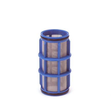 Amiad Zylindersieb für Kunststofffilter 1", T x L = 50 x 125 mm, Siebperforation 0,30 mm, blau 