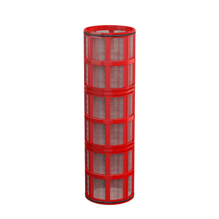 Amiad Zylindersieb für Kunststofffilter 3", T x L = 100 x 370 mm, Siebperforation 0,13 mm, rot 